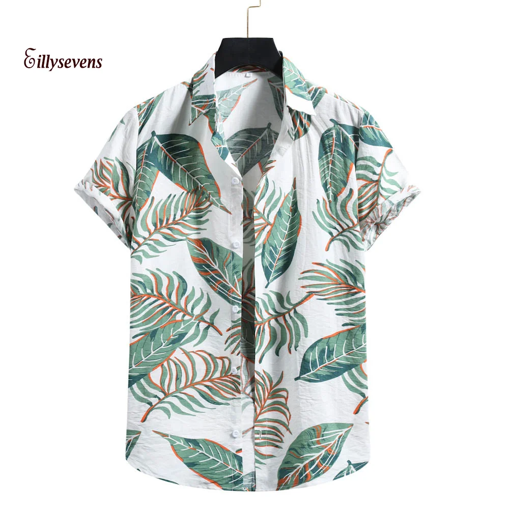 

Men's Fashion Cotton Linen Print Short Sleeve Button Shirt Blouse Short Sleeve Tee Shirt Spring Summer Casual Top Cloth