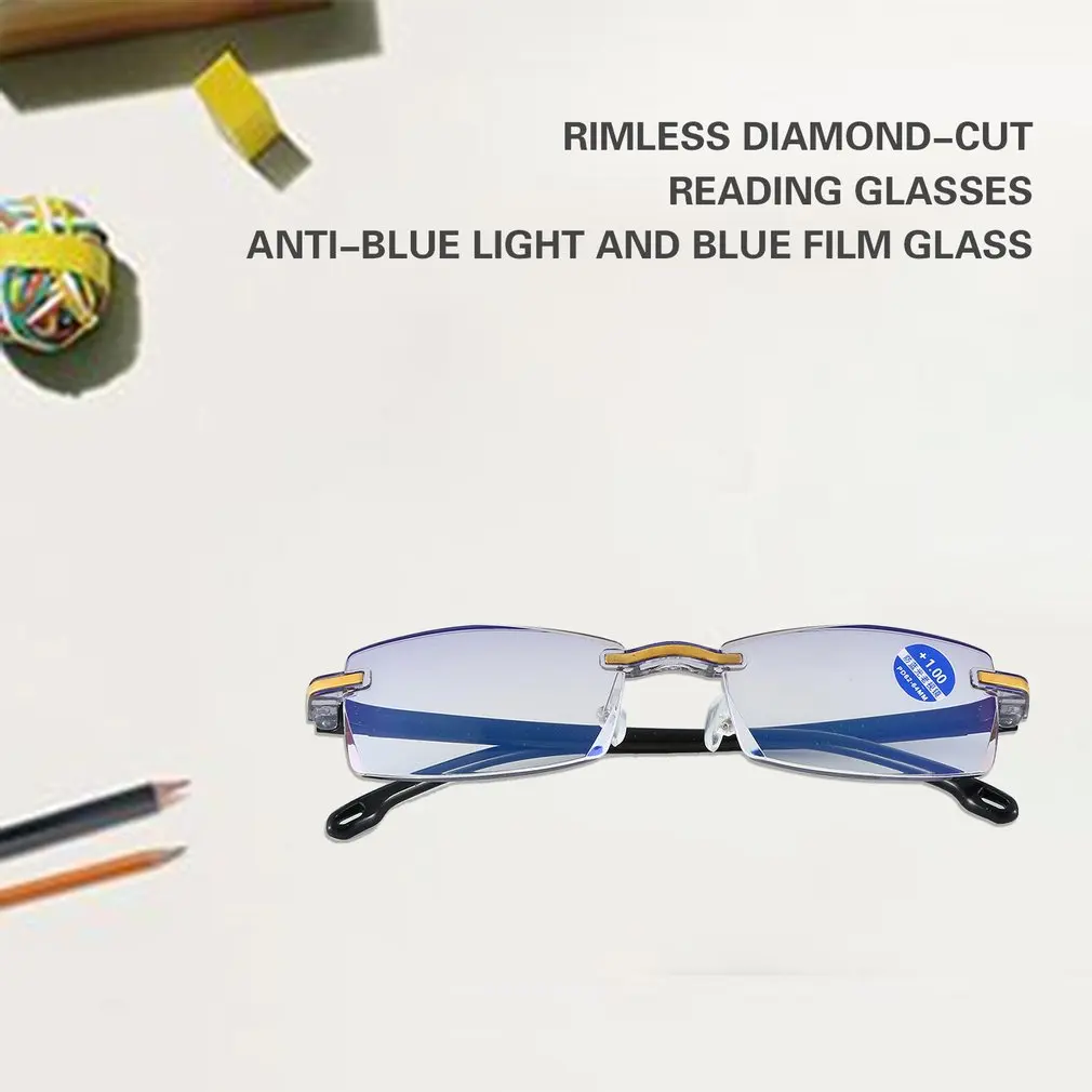 

Anti Blue Light Blocking Rimless Reading Glasses Women Men Square Frameless Presbyopic Glasses Diopters +1.0 1.5 2 2.5 4.0