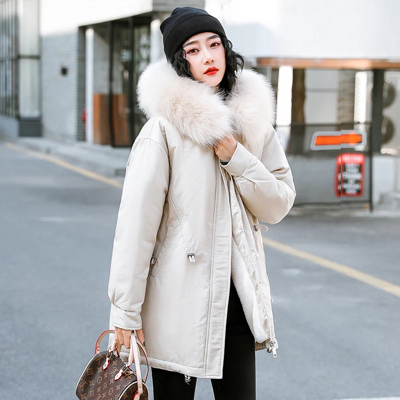 

ISENMAL New Cotton Thicken Warm Winter Jacket Coat Women Casual Parka Winter Clothes Fur Lining Hooded Parka Mujer Coats