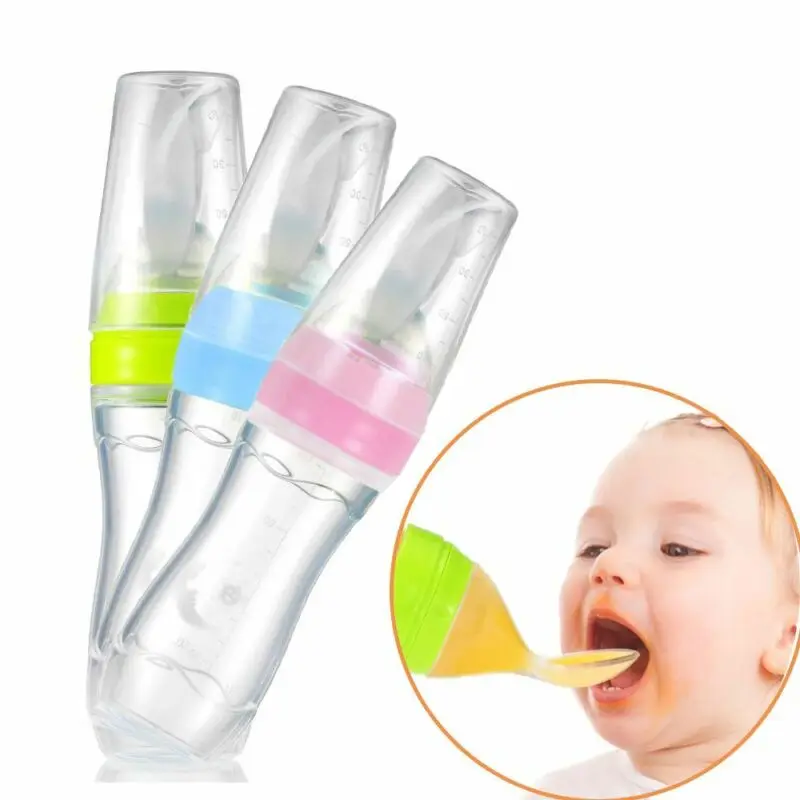 

Infant Nipple Pacifier Baby Feeding Tool Milk Bottle With Spoon Silicone Gel