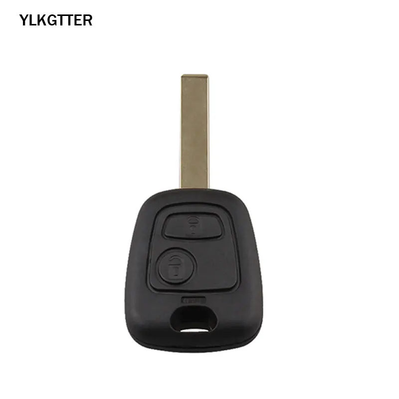 YLKGTTER 2 кнопки дистанционного ключа автомобиля для peugeot 307 для Citroen C1 C3 с ID46/PCF7961 чипом транспондера и Uncut DIY HU83 лезвие - Цвет: Black