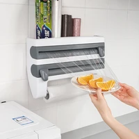 4 in 1 kitchen organizer paper towel holder cling film cutting holder sauce bottle tin foil paper storage rack kitchen shelf