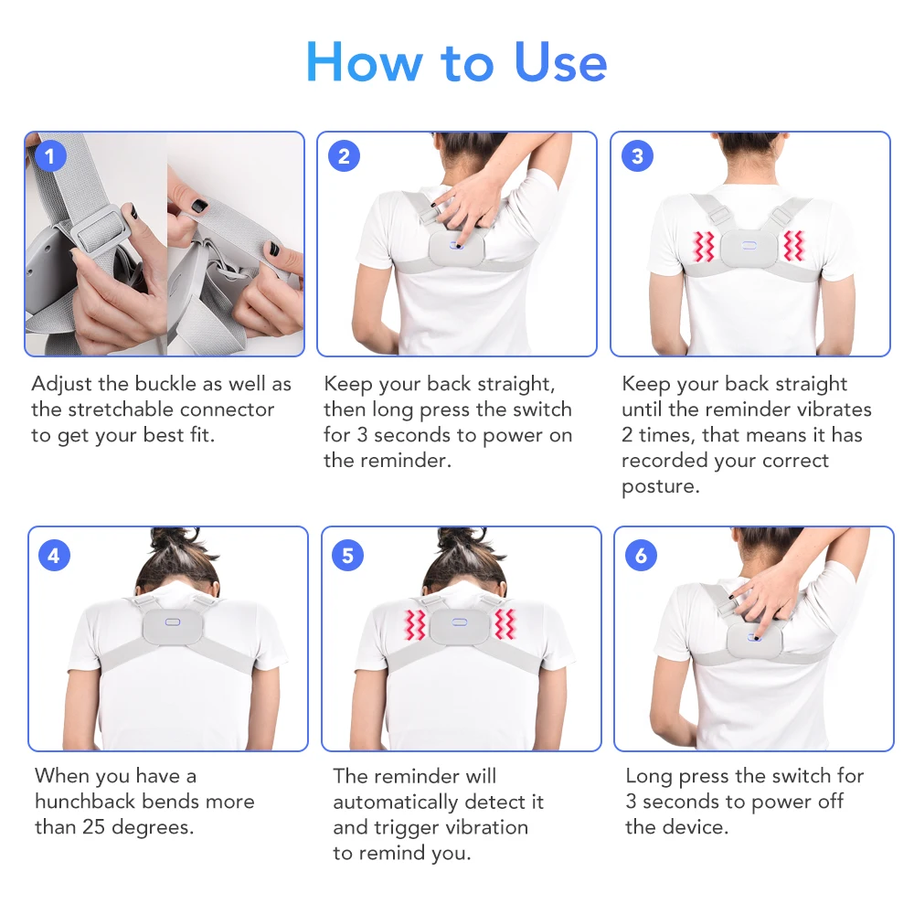 

US Stock Smart Back Posture Corrector Intelligent Posture Trainer Brace Support Spine Shoulder Lumbar Postures Correction Belt