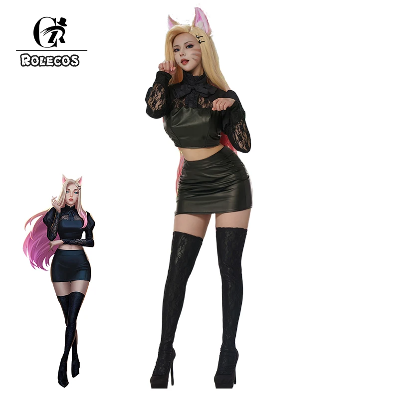 Костюмы ROLECOS для косплея по игре LOL KDA Ahri костюмы Baddest сексуальные юбки Топ Юбка