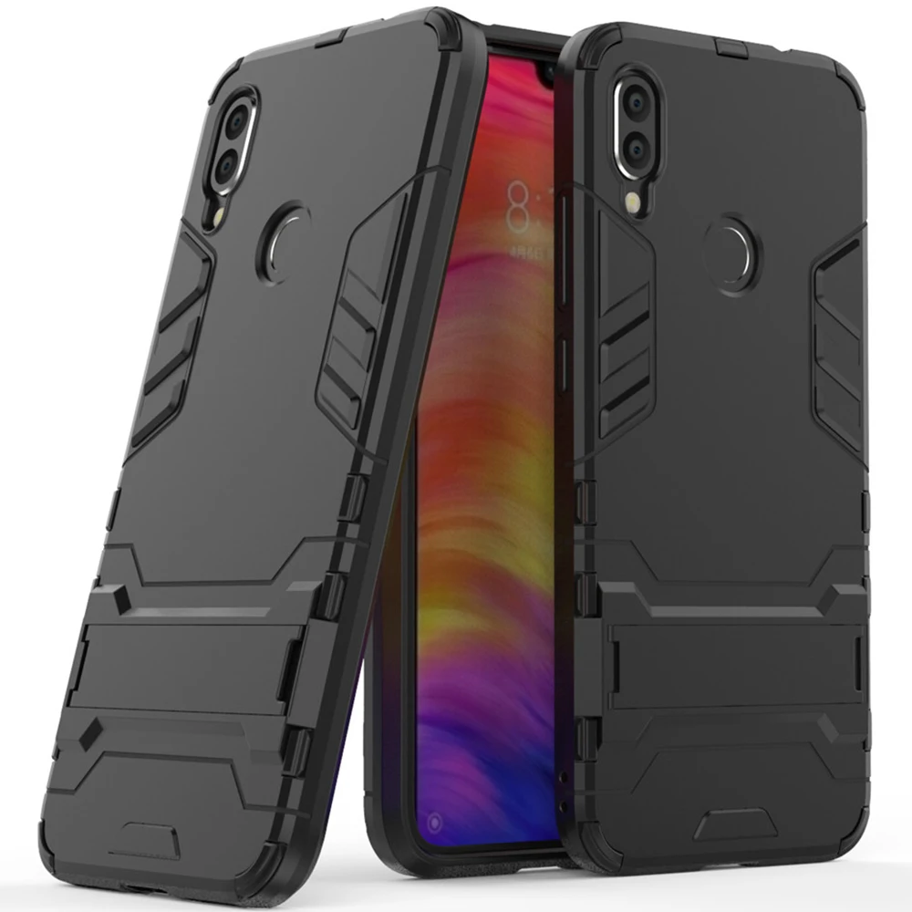 Для Xiaomi Redmi Note 7 чехол Роскошный Железный человек Стенд чехол жесткий Броня+ Мягкий Силиконовый ТПУ чехол для Xiaomi Redmi Note 7