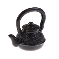 black 112 dollhouse kitchen canteen miniature metal boiling water kettle doll house decoration girl gift toys doll accesories