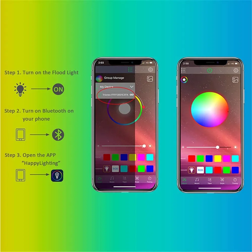 Умный Светодиодный прожектор 20 Вт с Bluetooth и приложением RGB уличный светодиодный