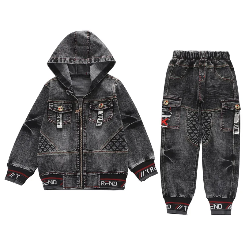 

hot Children's sets spring new boys and girls cowboy suits cuhk fashion kids denim clothing sets baby clothes jean body suit