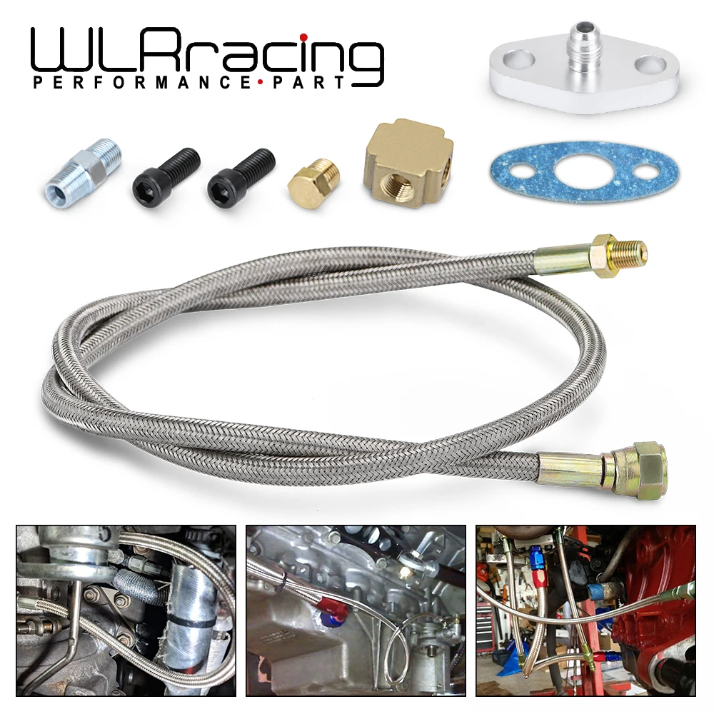 WLR RACING T3 T4 T3/T4 T04E T70 T66 T67 GT35 T3/60 1 GT45 Turbo Oil Feed Line 1/8 NPT 4AN TOL11|turbo oil feed line|oil lineoil |