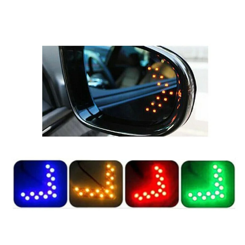 

2Pcs Car Side Rearview Mirror 14-SMD LED Arrow Lamp Turn Signal Lights White Yellow Green Blue Red Bulb Universal Exterior Parts