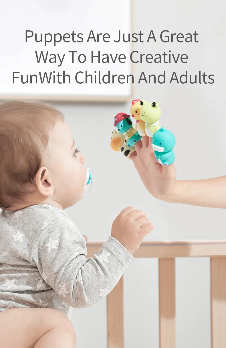 BabyGo 5 шт. Детские интерактивные пальчиковые куклы Мягкие Резиновые Милые Мультяшные динозавры, игрушки для мальчиков и девочек, пальчиковые куклы