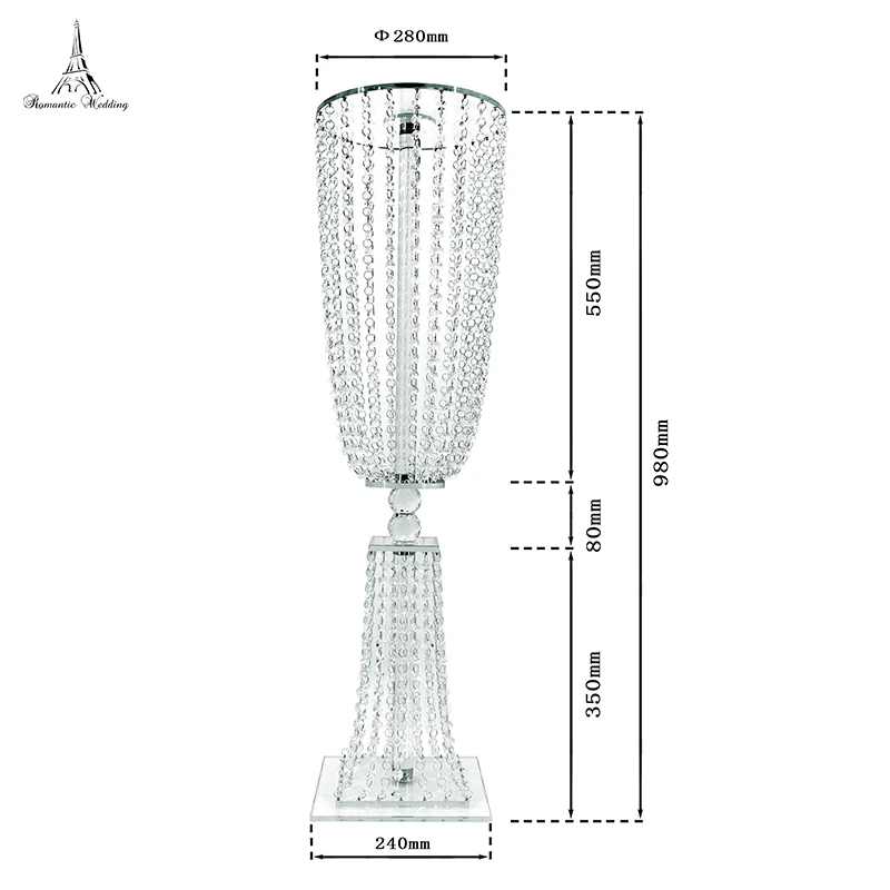 38 дюймов высокий прозрачный кристаллический Цветочный Стенд для цветочной