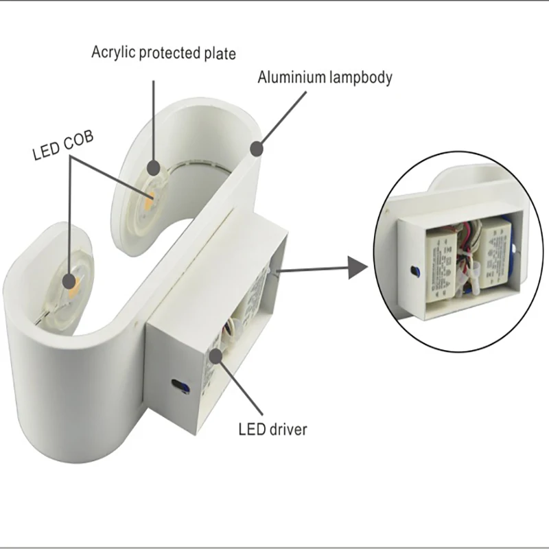 

Simple style indoor wall lamp 2X3W LED wall lamp living room bedroom bedside hallway aluminum wall lamp AC220V