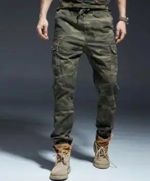 Camouflage Green Мужские камуфляжные брюки-карго, повседневные мужские мешковатые брюки до лодыжки, брюки размера плюс XXL, мужские зимние брюки - Color: Camouflage Green