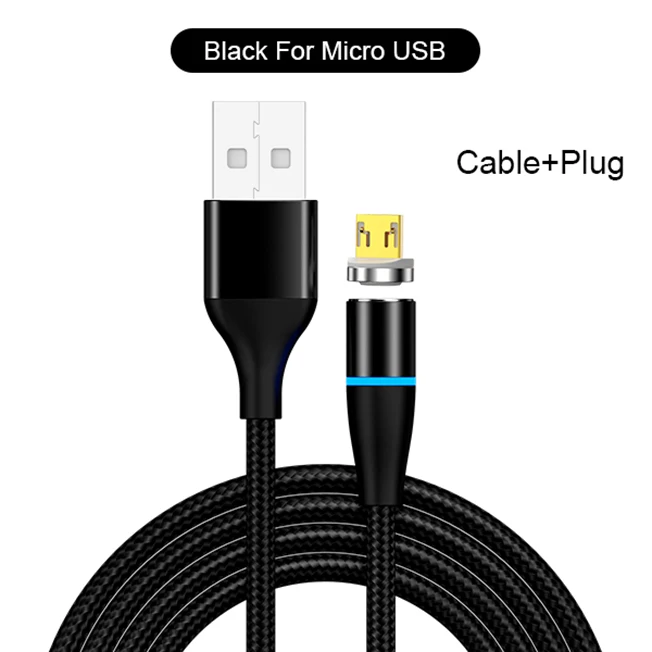 Black For Micro Jellico светодиодный кабель для быстрой зарядки Магнитный кабель usb type C Магнитный кабель USB кабель микро-зарядного устройства для iPhone samsung huawei - Цвет: Black For Micro