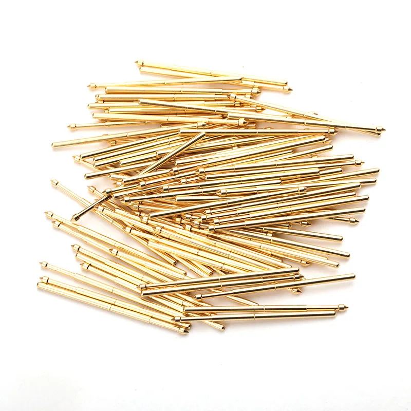 

PA100-E2 100pcs Test Probe Spring Brass Gold Plated For Testing Circuit Board Electronic Instrument Tool Length About 33.35mm