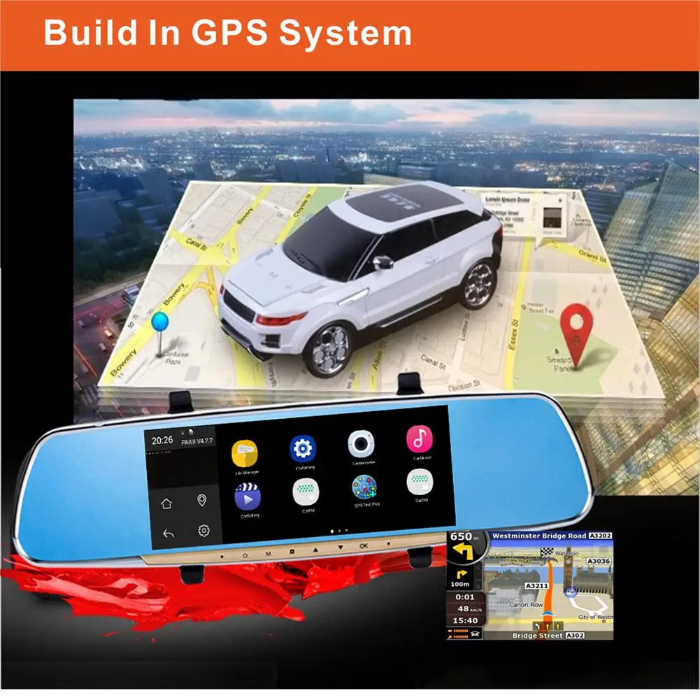 Автомобильный видеорегистратор с камерой заднего вида 7 дюймовый сенсорный