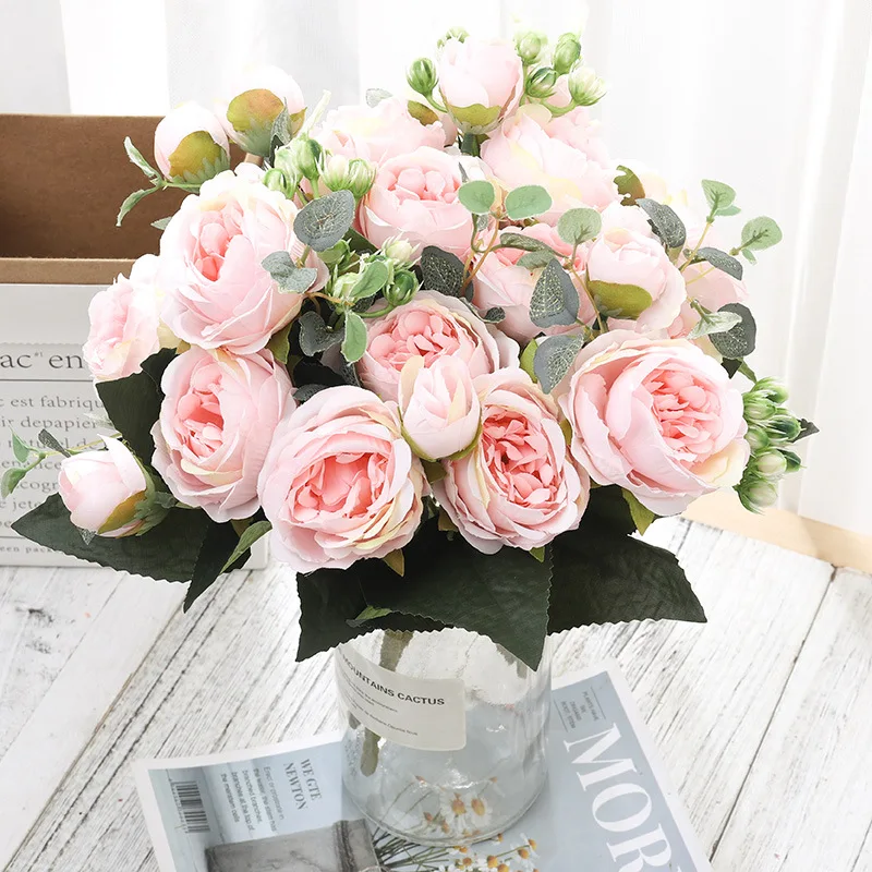 1 шт./30 см Розовый Шелковый букет пион искусственный цветок 5 дюймов большая