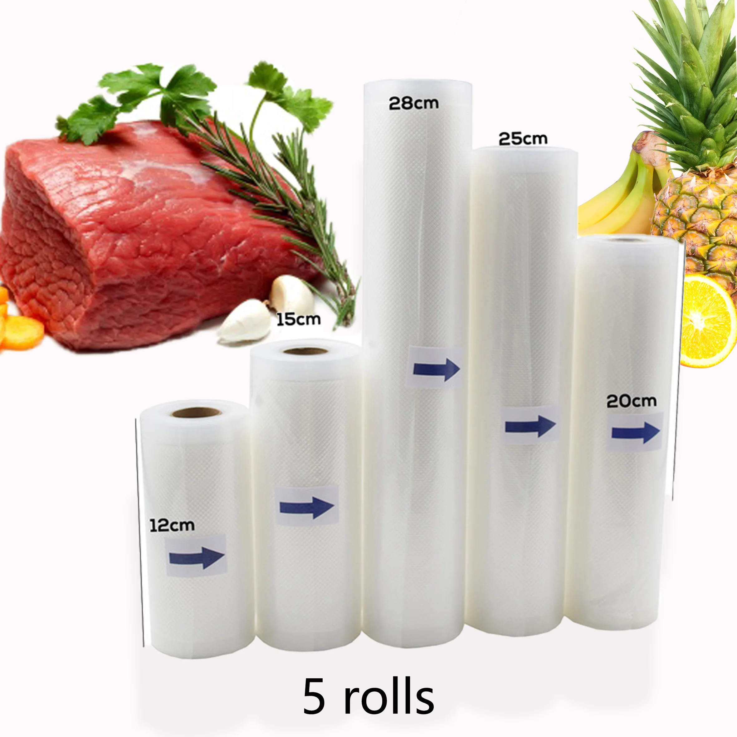 Вакуумные пакеты для хранения пищевых продуктов 12 + 15 + 20 + 25 + 28 см * 500 см-хранение пищевых продуктов