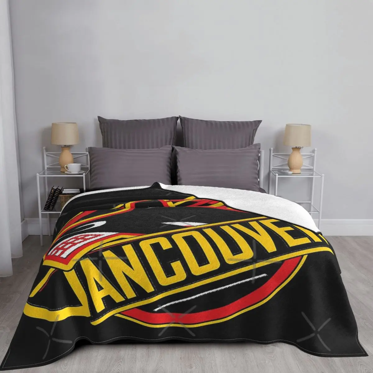 Редкий Ванкувер Хоккей-Ретро Canucks одеяло покрывало клетка Sky кроватка Детский