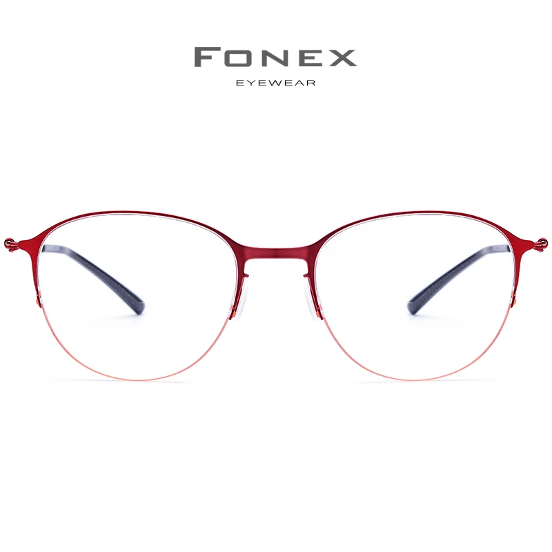 FONEX очки из титанового сплава мужские круглые оправы для очков женские оптические оправы по рецепту Близорукость корейские Безвинтовые очки 98612