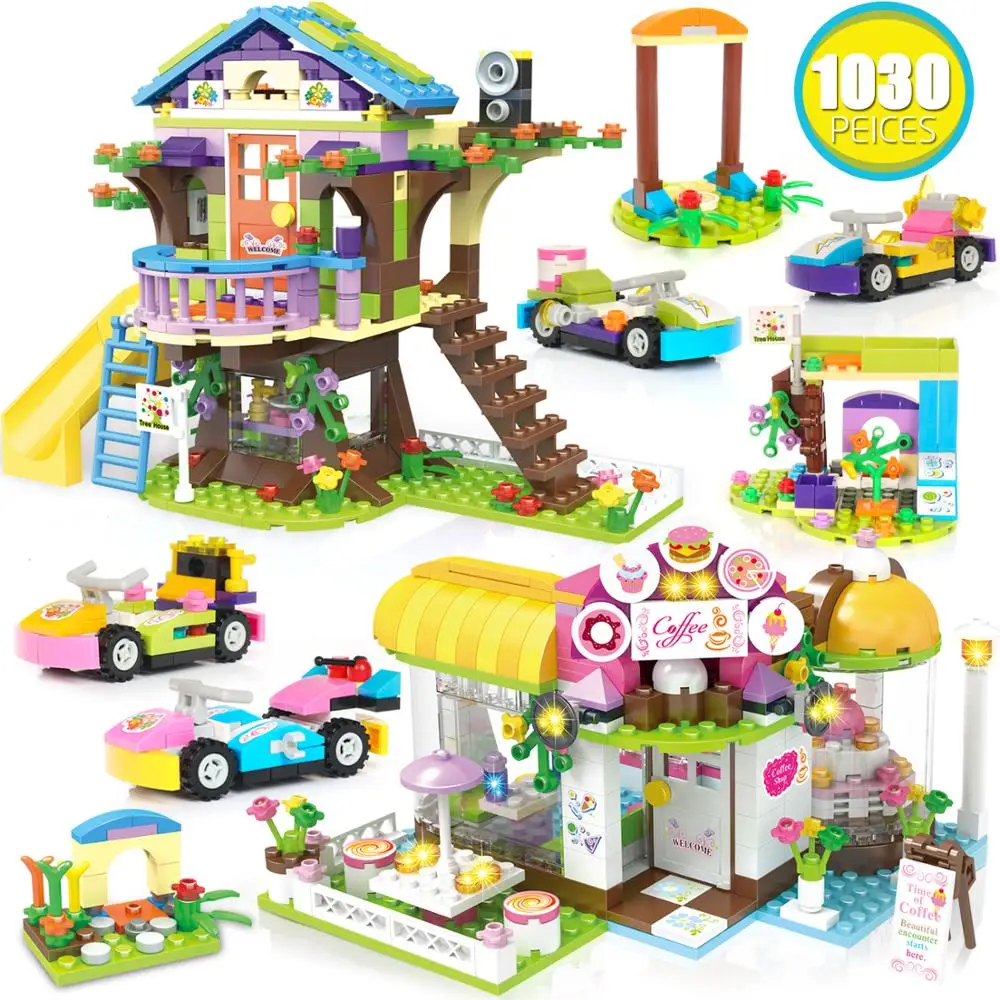 1030 шт. секрет для друзей дерево дом город строительные блоки девочек укладки DIY