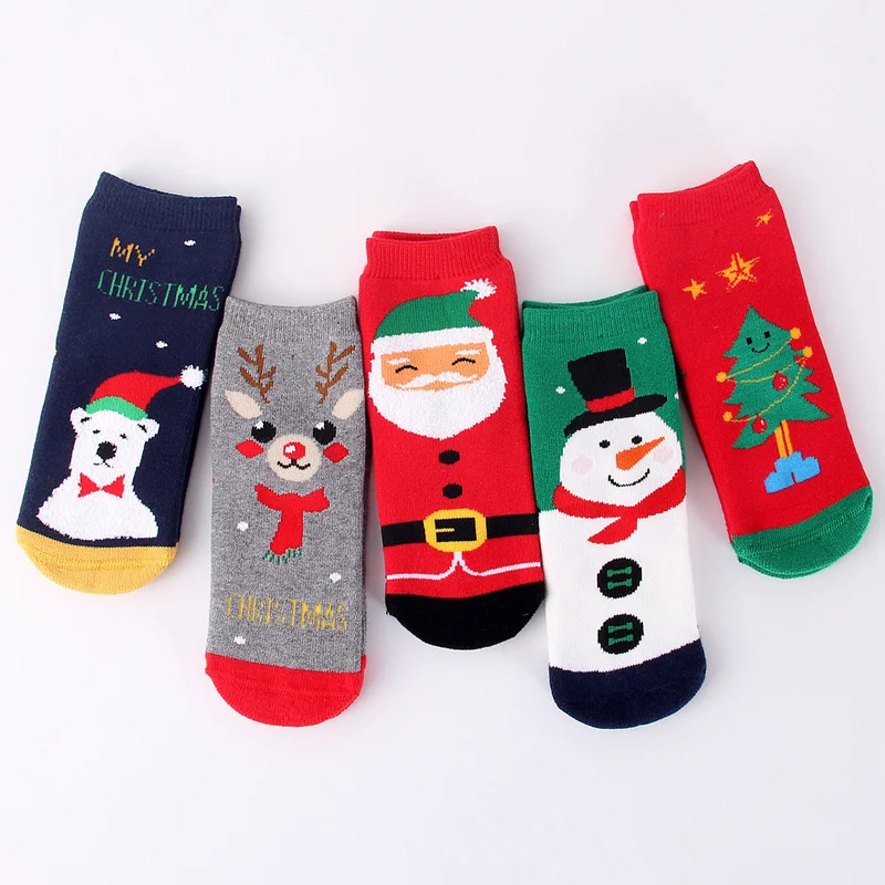 Calcetines con dibujos animados bonitos para ni&ntilde;os, calcet&iacute;n c&aacute;lido y grueso de felpa, 5 par/lote-0