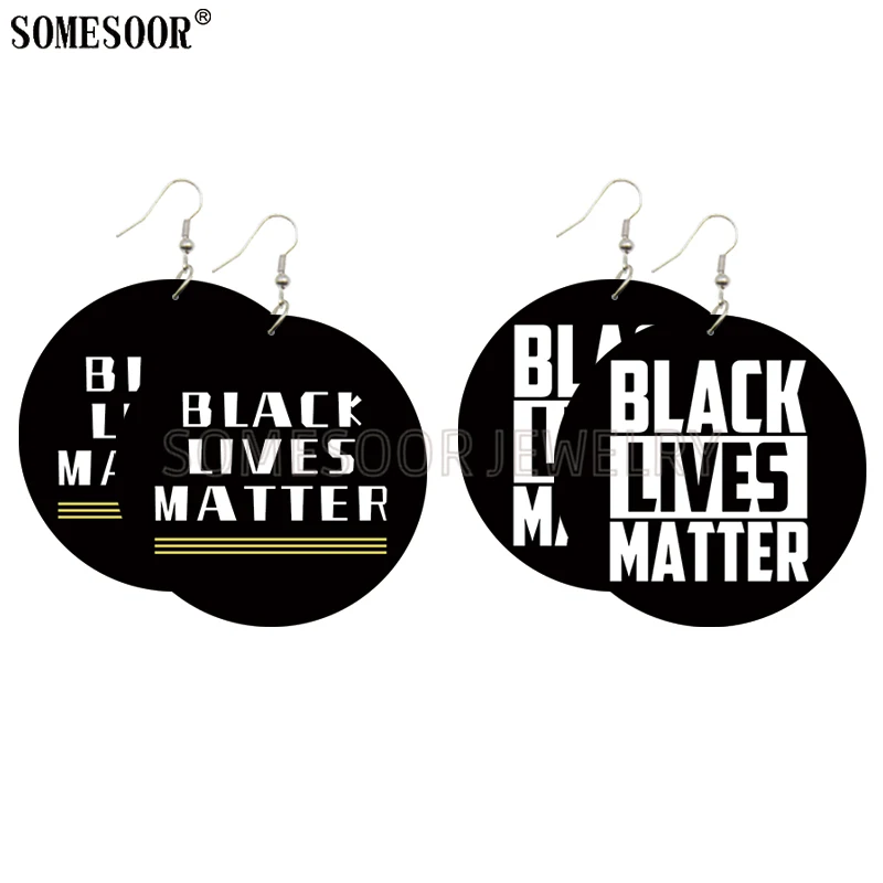 SOMESOOR ювелирные изделия деревянные круглые с принтом # Black Lives Matter африканские