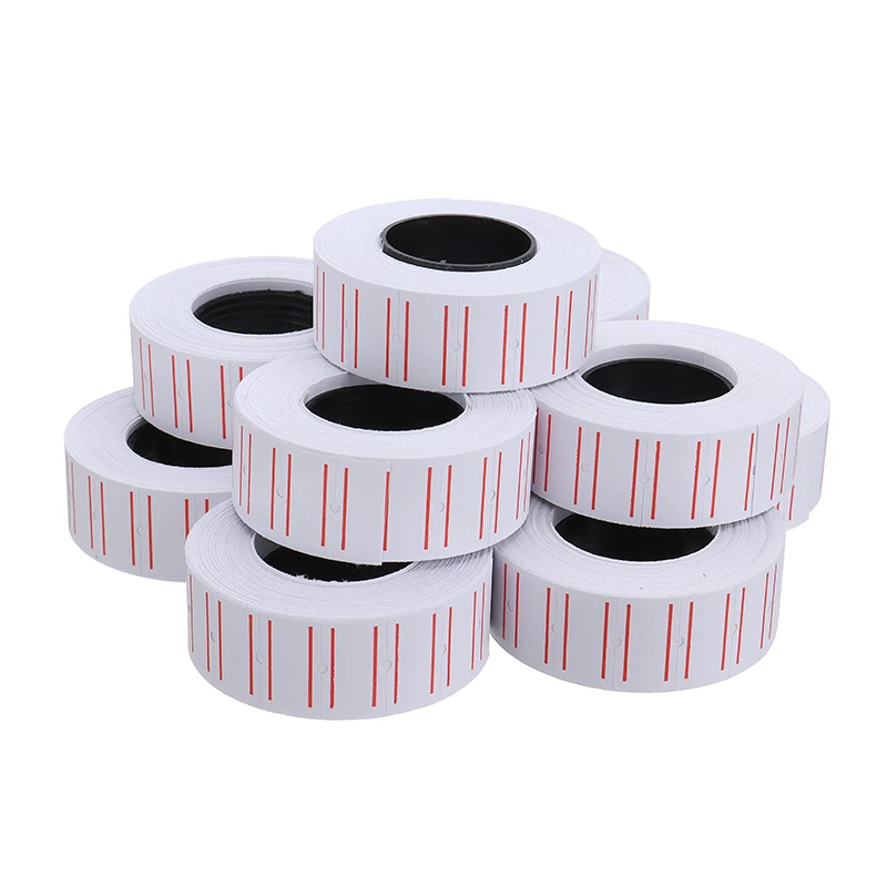 Наклейки самоклеящиеся с двумя красными линиями 21 х12 мм 10 рулонов/набор 8000 шт. |