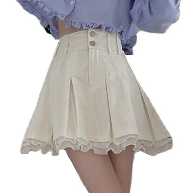 

Harajuku Kawaii Pleated Skirt Women Japanese Sweet Soft Girl High Waisted A-line Mini Ruffles Skirts for Girl Fairycore Outfits