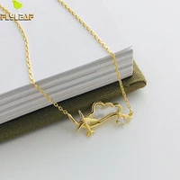18k gold 925 sterling silver necklace women natural shell cloud airplane zircon real chain fine jewelry necklaces pendants