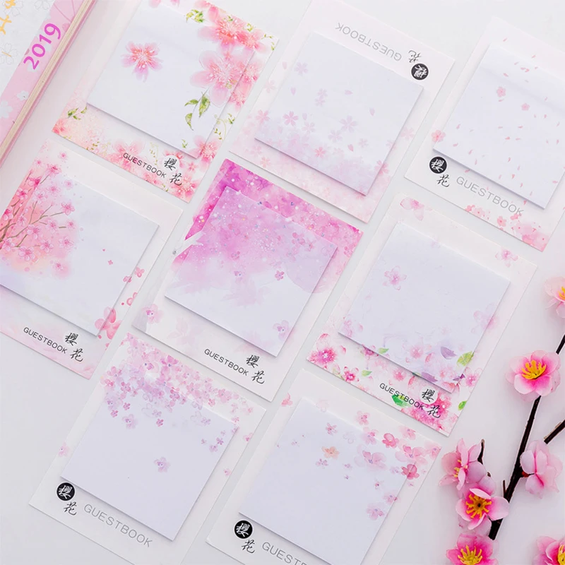 

Cute Kawaii Cherry blossoms Memo Pad Sticky Notes Stationery Sticker Posted It Planner Stickers Notepads Office School Supplies