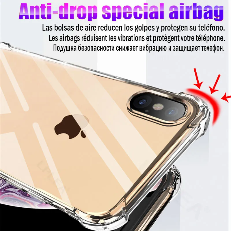 ТПУ противоударный чехол для iphone 11 чехол XR 7 8 Plus защитный чехол для iphone 11 Pro Max XS X 6 6s Plus 5 5S SE чехол со стеклом