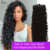 remy forte clip in 100 human hair for black women extensions curly clip ins natural black color 7 pieces remy brazilian hair