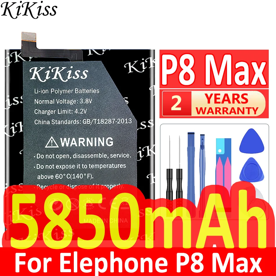 

Мощный аккумулятор KiKiss 5850 мАч для Elephone P8 Max P8Max, батареи для смартфона + инструменты в подарок