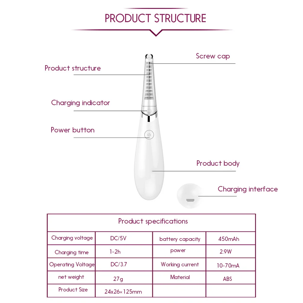 Электрический Подогрев ресниц долговечное устройство красоты USB Перезаряжаемый