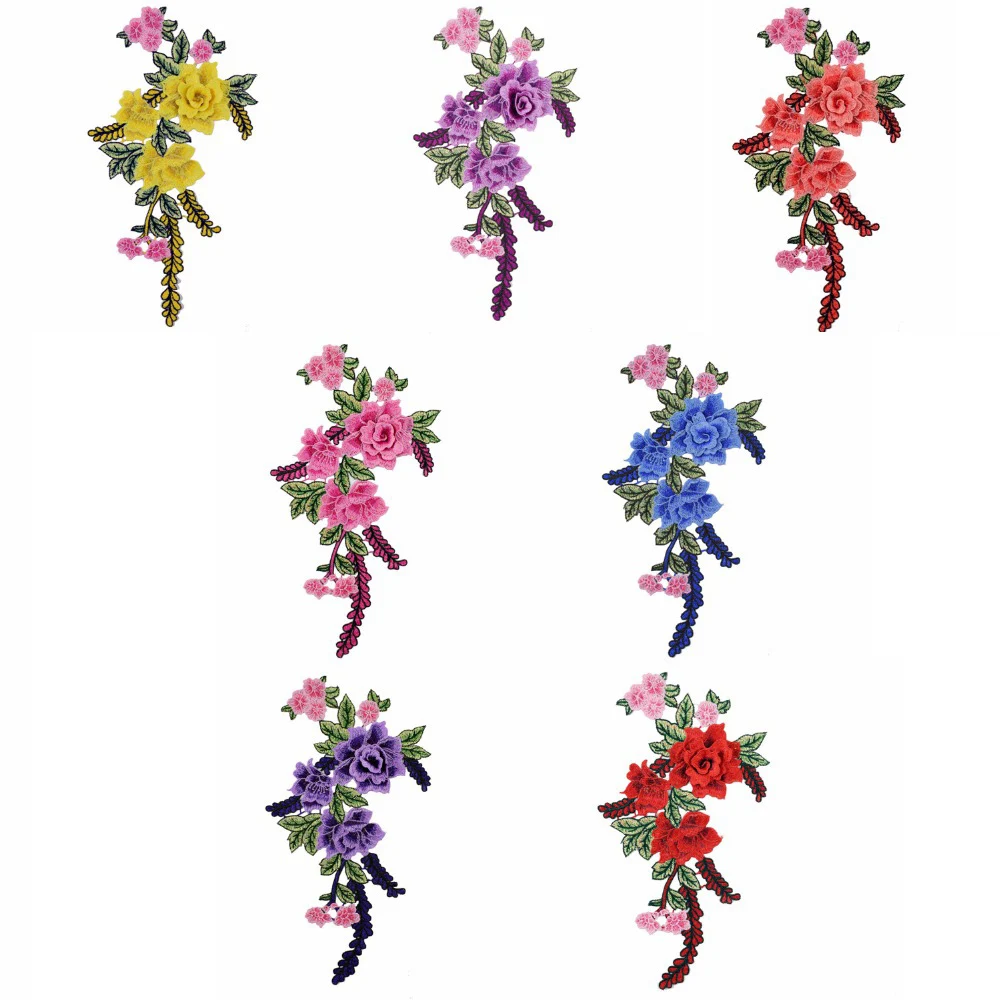 Нашивки с 3D вышивкой в виде цветов аксессуары для пришивания утюгом ремонтные