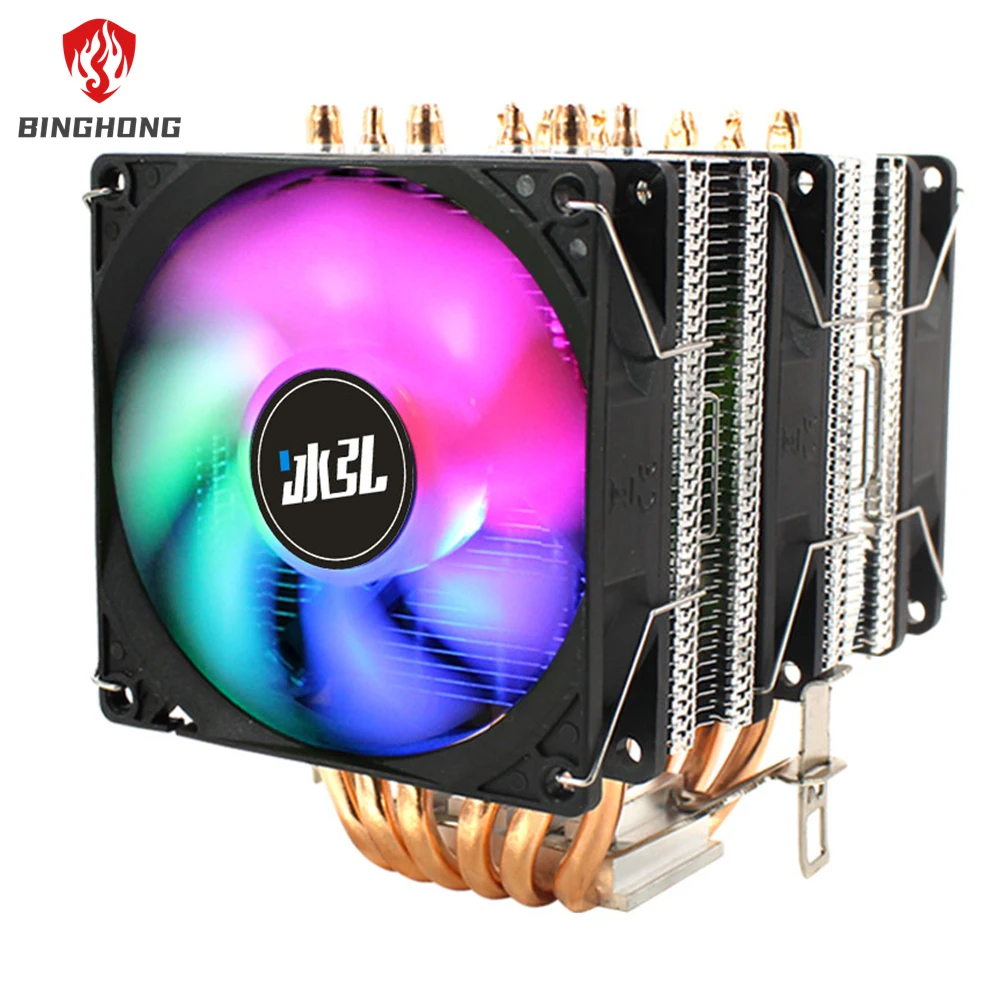 

BINGHONG CPU Cooler 6 Heat Pipes 4Pin PWM RGB PC Quiet 90mm CPU Cooling Fans for Intel LGA 2011 775 1200 1150 1156 AMD AM3 AM4