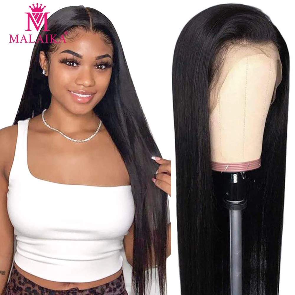 Malaika Straight 13x4 Lace Front Human Hair Wigs Brazilian Virgin Remy Hair For Black Women 360 frontal Full  Transparent wig