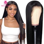 Парики Malaika прямые из человеческих волос 13x4 на сетке спереди, бразильские натуральные волосы без повреждений для черных женщин, 360 фронтальный полностью прозрачный парик