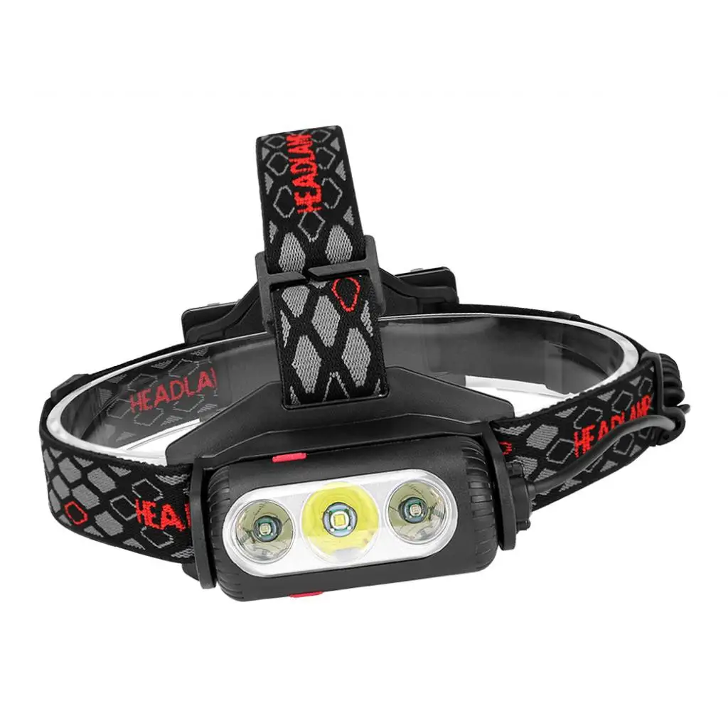 

USB Rechargeable LED Headlight with Adjustable Headband Waterproof Headlamp Head Torch 8 Modes Head Lamp Camping Night Fishing