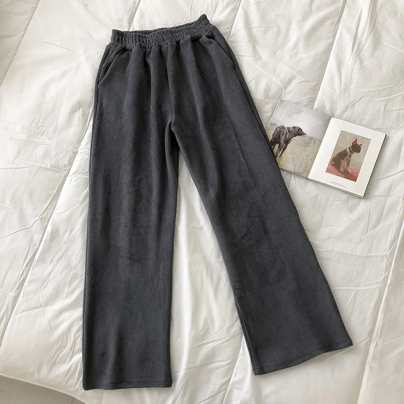 

Retro solid color popular pants women's new winter 2020 Korean fashion loose drop high waist straight pants