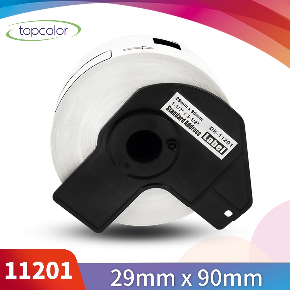 Рулон этикеток Topcolor DK 11201 совместимый с принтером Brother 29*90 мм 400 бумажные адресные