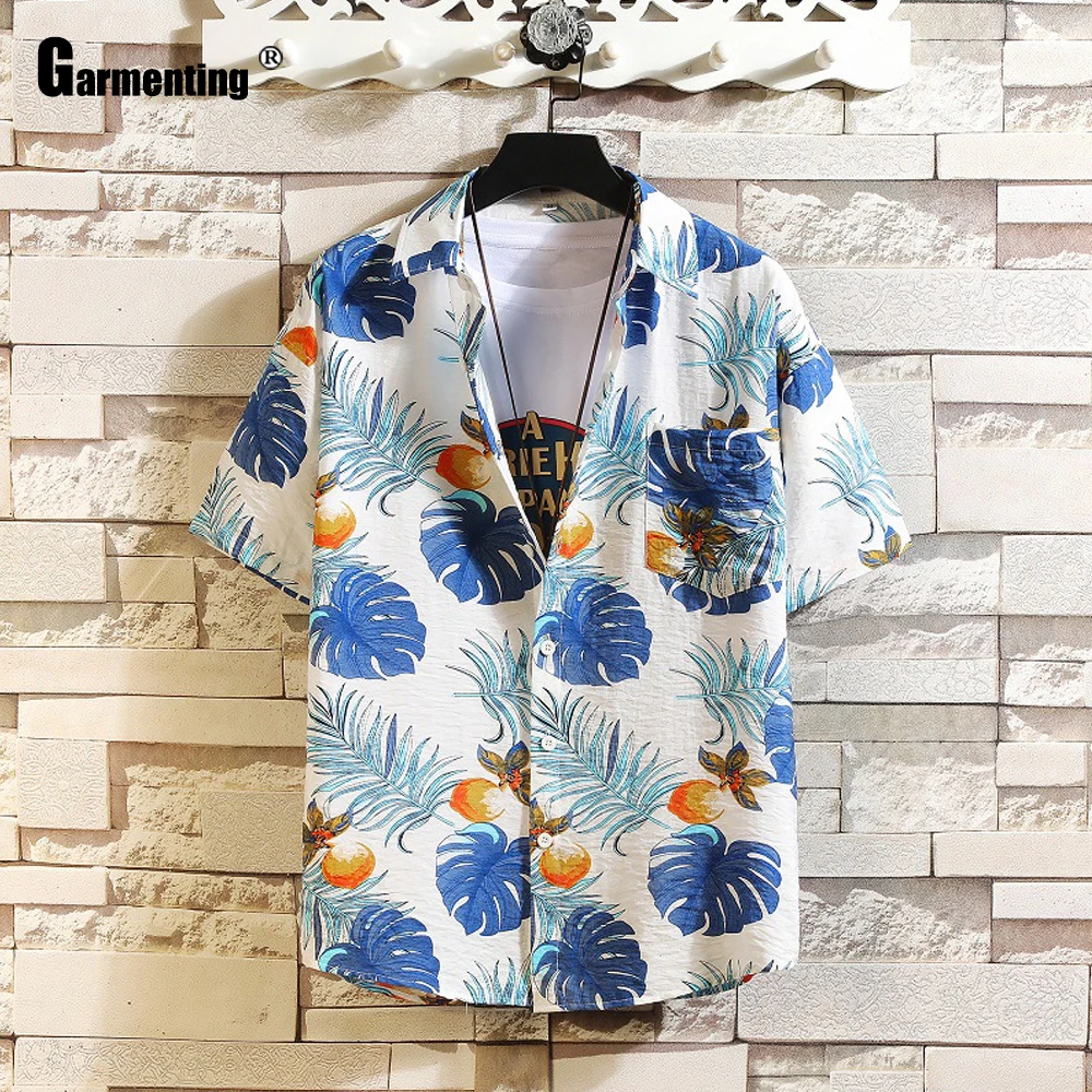 Men Trendy 2021 Single Breasted Tops Clothing 2021 Boho Flower Print Blouses Summer Casual Beach Shirt Pullovers Sexy Male Shirt