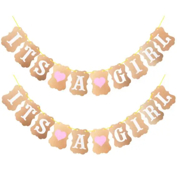 girl pink Баннеры-Декорации для вечеринки в честь первого дня рождения с помпоном на 1 год для новорожденных - Цвет: girl pink