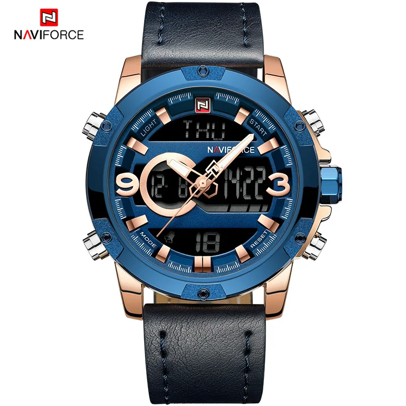 NAVIFORCE Топ люксовый бренд мужские спортивные часы мужские кварцевые светодиодный аналоговые часы мужские военные водонепроницаемые наручные часы relogio masculino - Цвет: RGBE