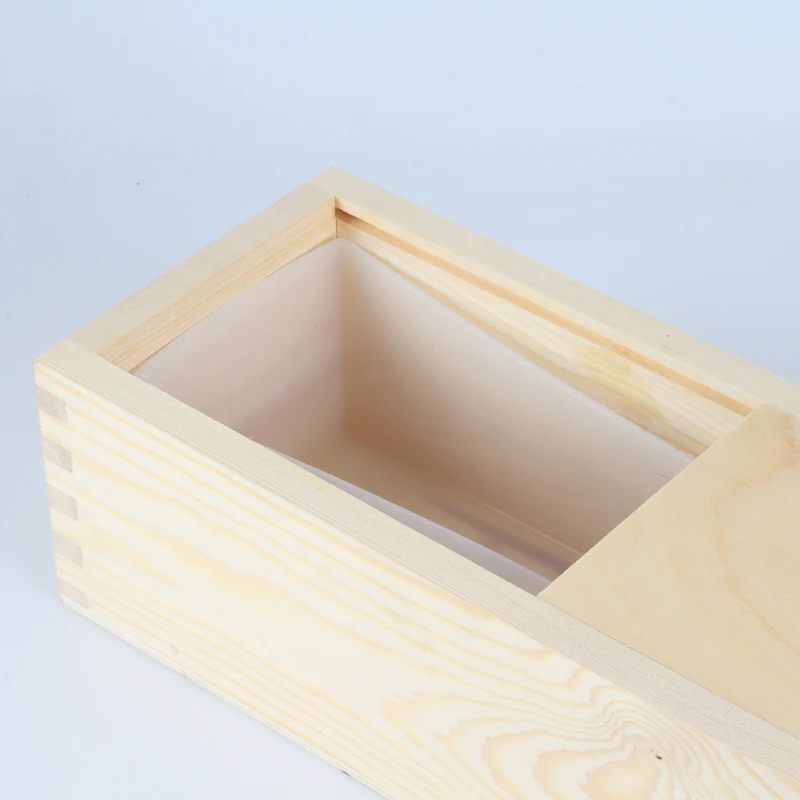 Длинный размер силиконовая форма для мыла прямоугольная с деревянной коробкой