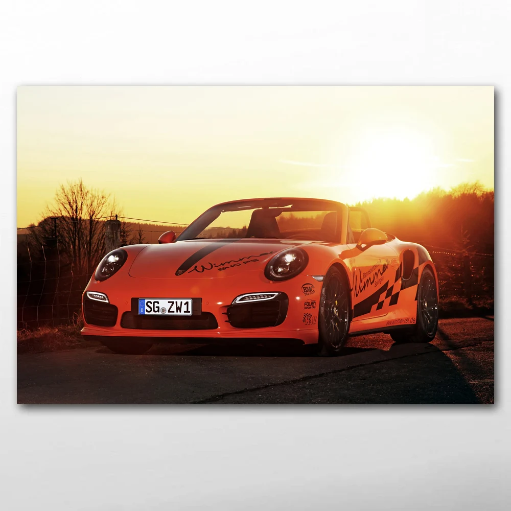 Плакаты и принты Porsches 911 турбо красные автомобильные спортивные обои на холсте
