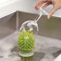 kitchen vertical suction cup sink cup brush glass cleaning brush scrub kitchen bottle cleaning washing brush up xh8z