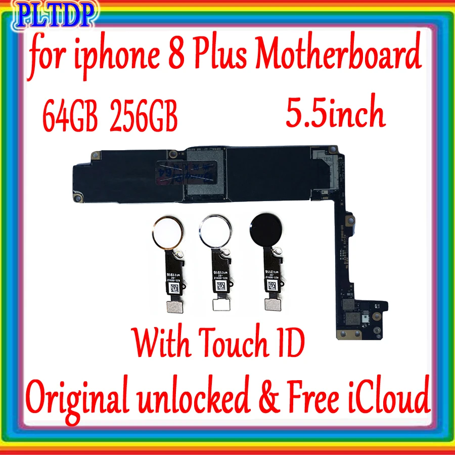100% оригинальная разблокированная материнская плата для iphone 8Plus с/без Touch ID